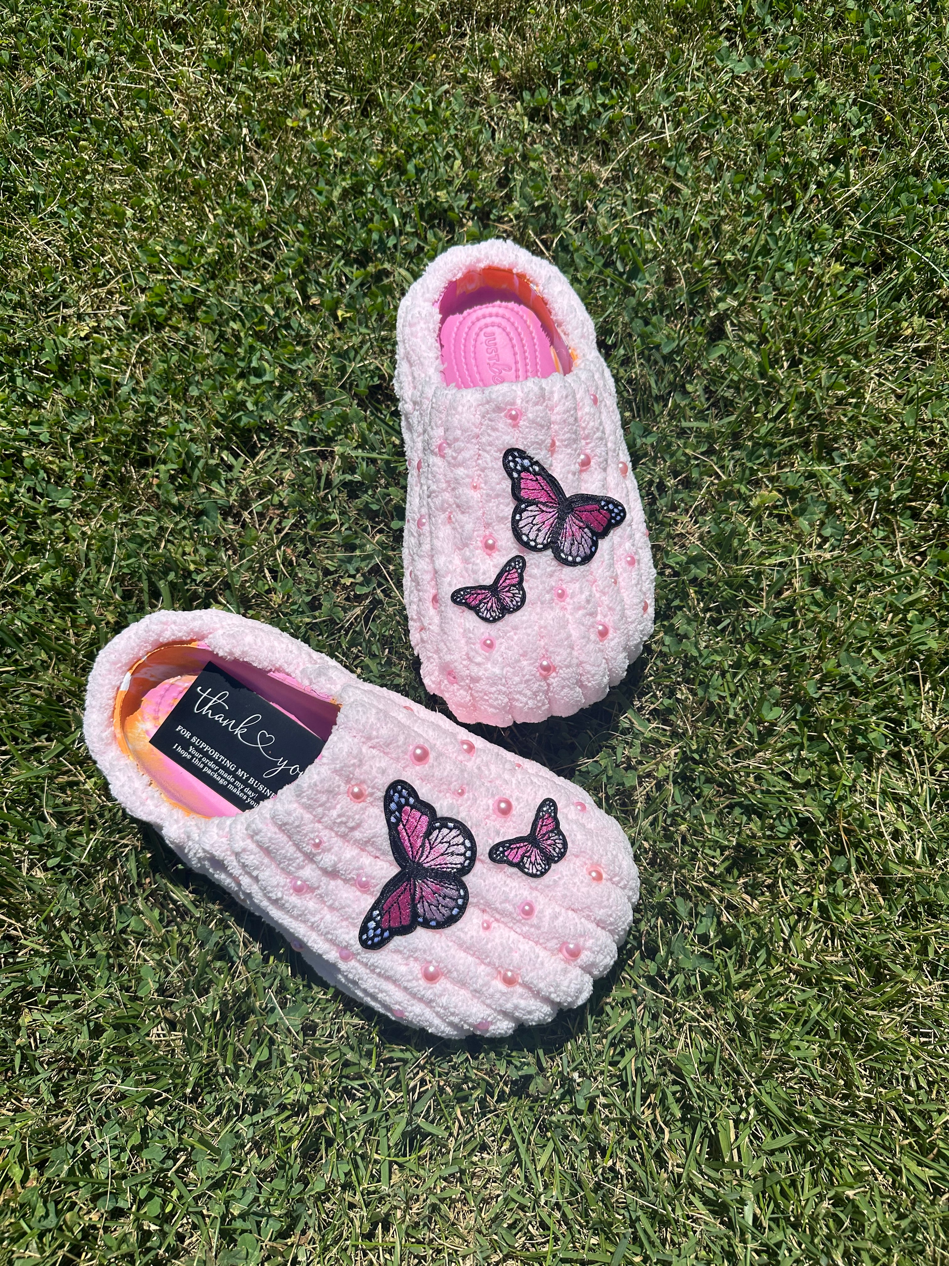 Pink butterfly slippers