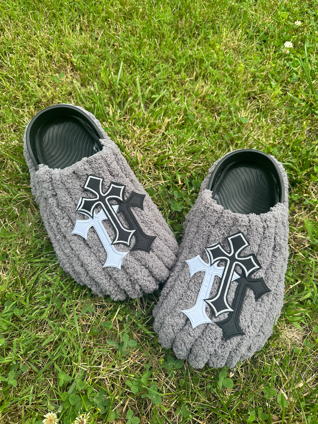 Grey Chrome Slippers