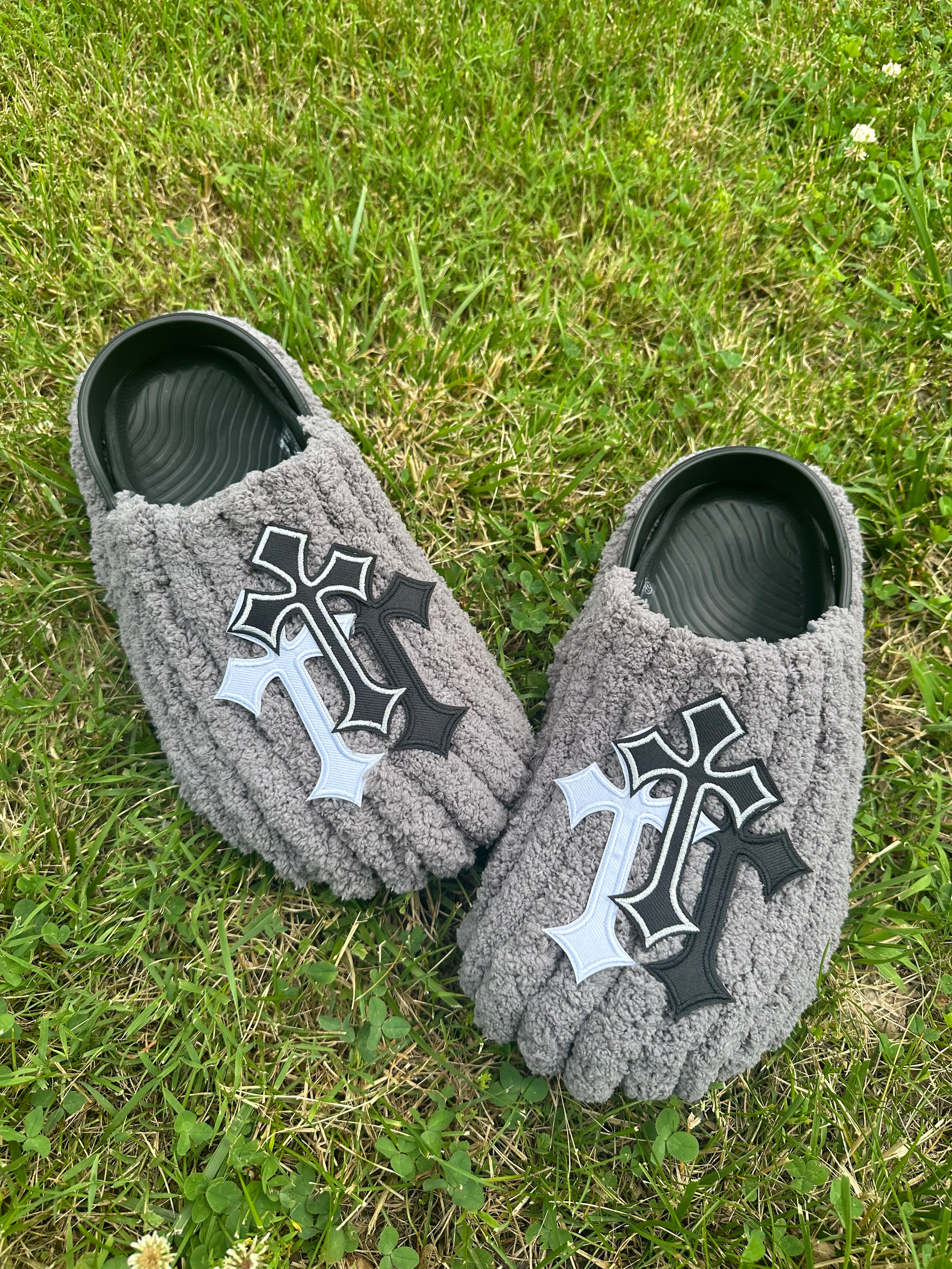 Grey Chrome Slippers