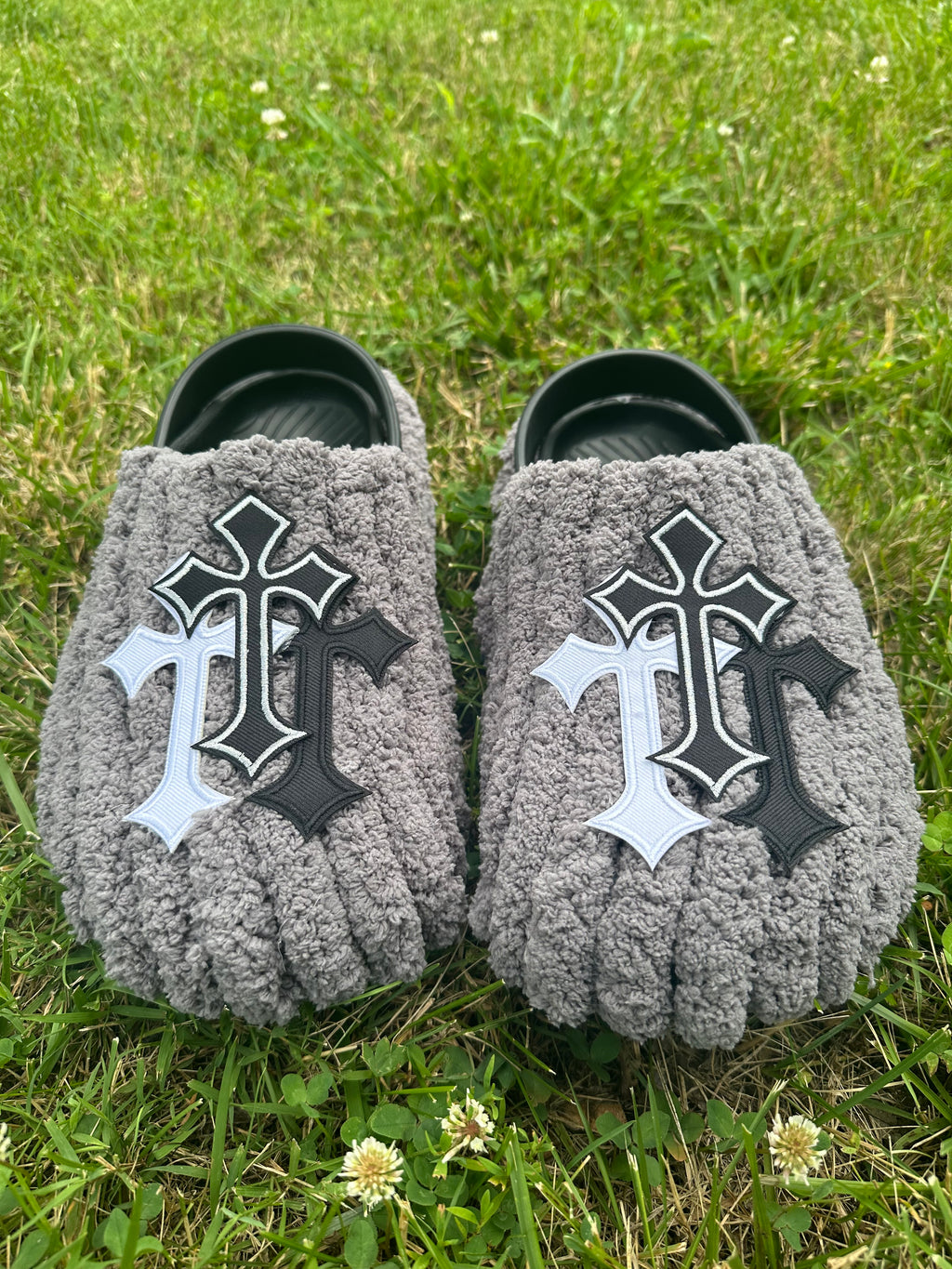 Grey Chrome Slippers