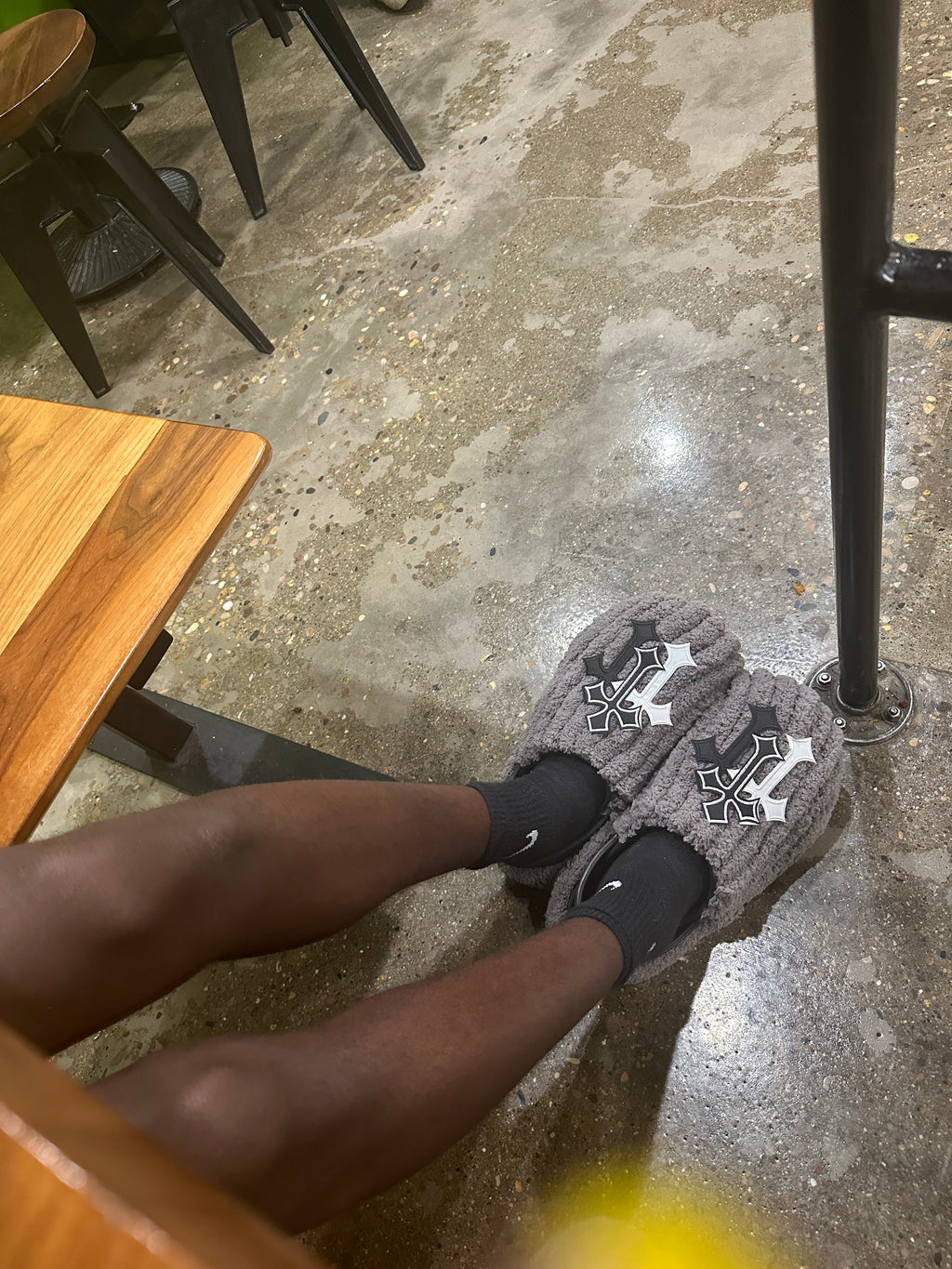 Grey Chrome Slippers