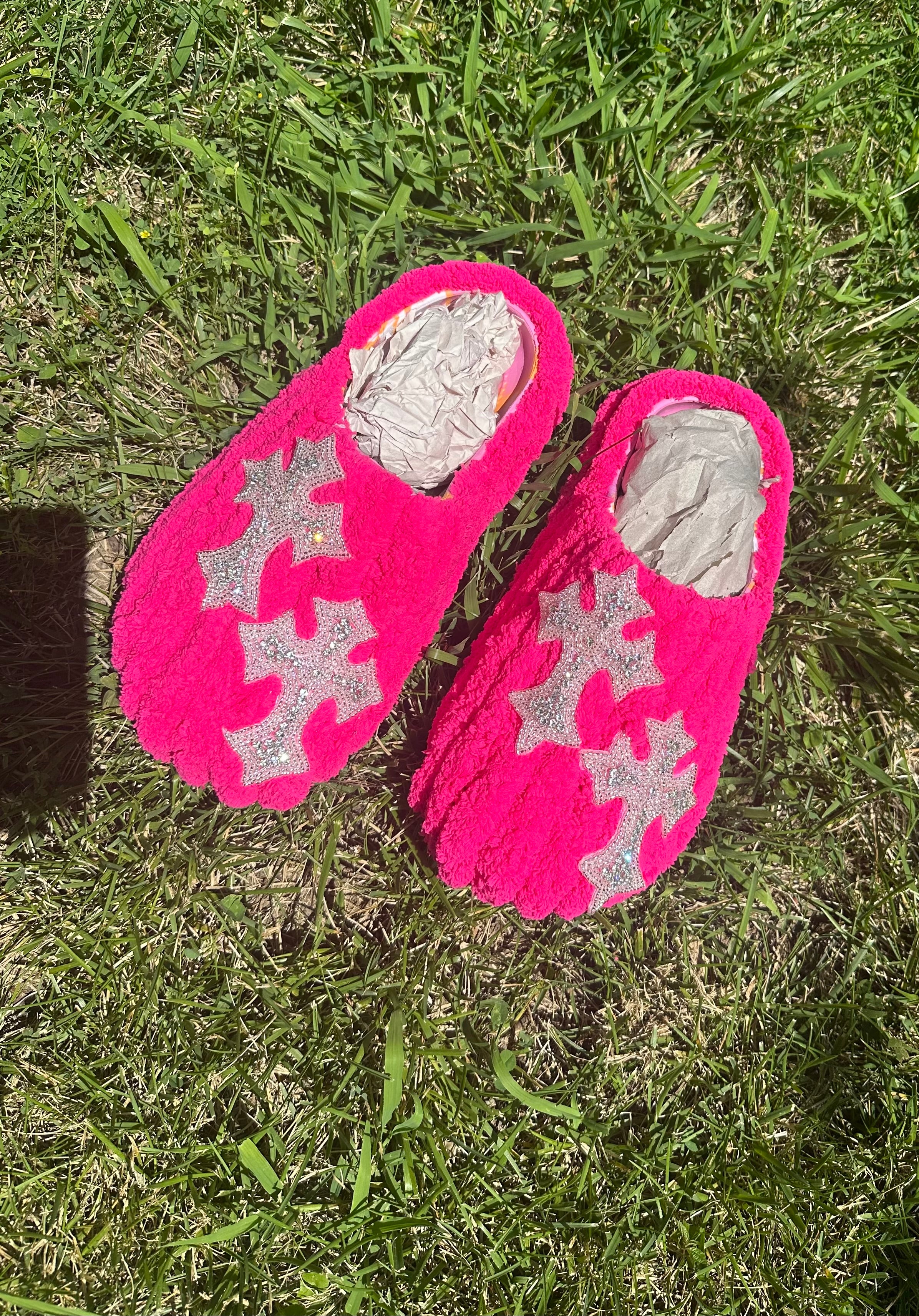 Pink chrome slippers